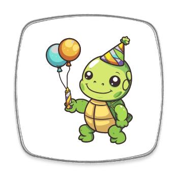 Bande dessinée d’anniversaire de tortue - Magnet carré - blanc - Devant