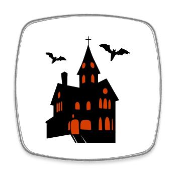 Spooky Castle with Bats Halloween - Square fridge magnet - white - Front