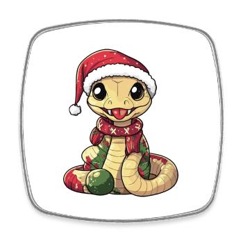 Serpent Cobra Noël - Magnet carré - blanc - Devant
