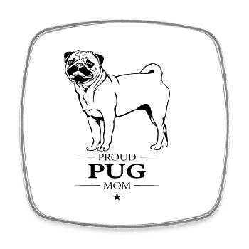 Carlin Maman Chien Carlin Carlin Wilsigns - Magnet carré - blanc - Devant
