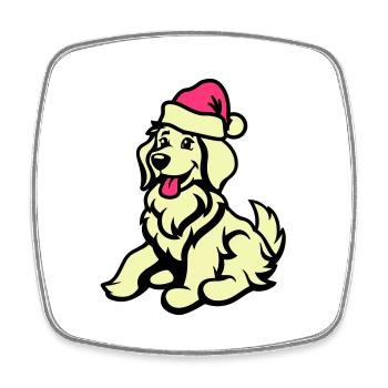 Chien Bande Dessinée Animal Noël - Magnet carré - blanc - Devant