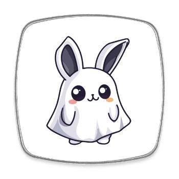 Lapin Halloween Drôle Fantôme - Magnet carré - blanc - Devant