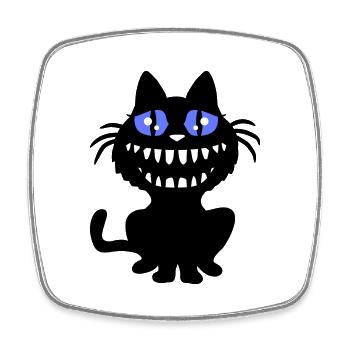 Crazy Monster Cat Halloween Horreur Dents Fun - Magnet carré - blanc - Devant