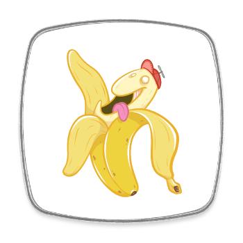 Happy Banana - Viereckiger Kühlschrankmagnet - Weiß - Vorne