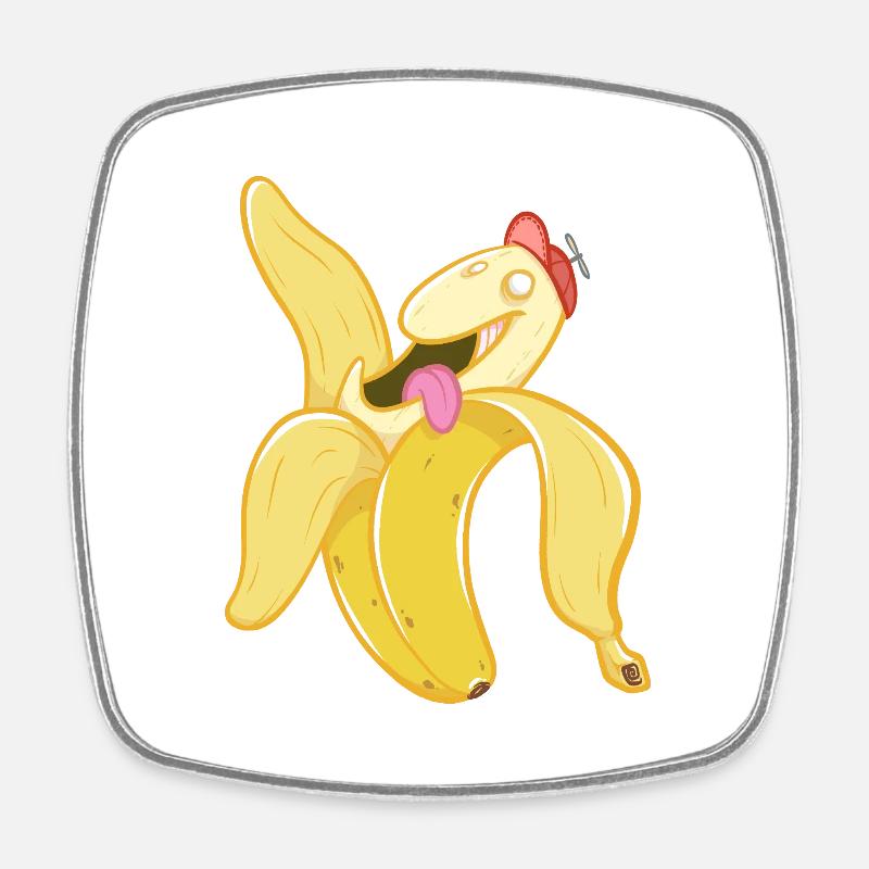Banane heureuse - Magnet carré - blanc