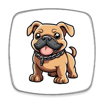 Bulldog Dog Comic Cute - Square fridge magnet - white - Front