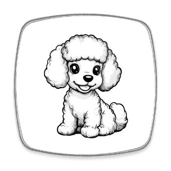Poodle Hund Comic Niedlich - Viereckiger Kühlschrankmagnet - Weiß - Vorne