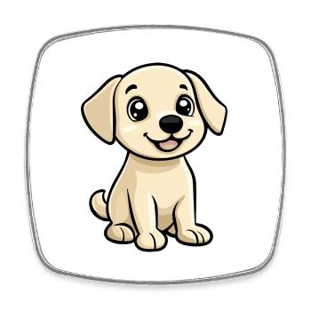 Labrador Chien Bande Dessinée Mignon - Magnet carré - blanc - Devant