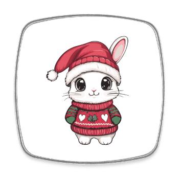 Hase Weihnachten Comic - Viereckiger Kühlschrankmagnet - Weiß - Vorne