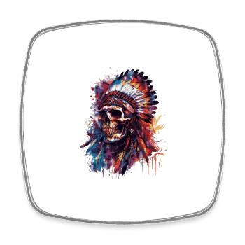 Indianer Totenkopf - Viereckiger Kühlschrankmagnet - Weiß - Vorne
