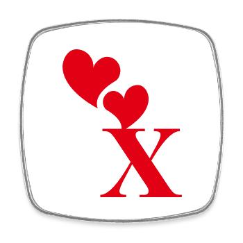 Letter x Red Heart - Square fridge magnet - white - Front