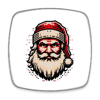 Vintage Gaming Santa – Old School Pixel Christmas - Square fridge magnet - white - Front
