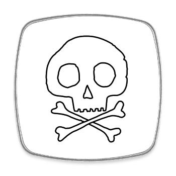 Skull and bones - Square fridge magnet - white - Front