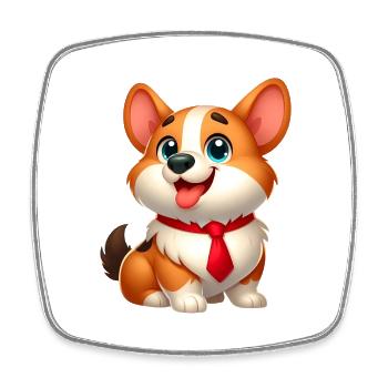 Corgi 17 - Square fridge magnet - white - Front