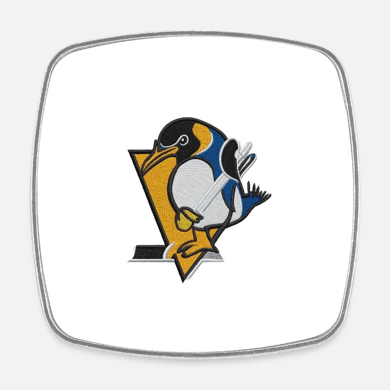 Penguin embroidered with thread - Square fridge magnet - white