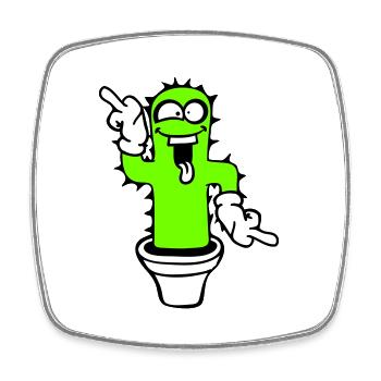 Cactus Cactus Visage Épineux Drôle Grimace - Magnet carré - blanc - Devant