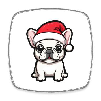 Buldog Français Chien Noël Mignon - Magnet carré - blanc - Devant