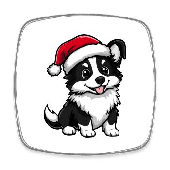 Border Collie Hund Weihnachten Niedlich - Viereckiger Kühlschrankmagnet - Weiß - Vorne