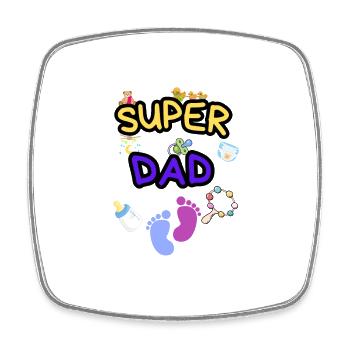 Super Dad - Stolzer Papa mit Baby Icons - Viereckiger Kühlschrankmagnet - Weiß - Vorne