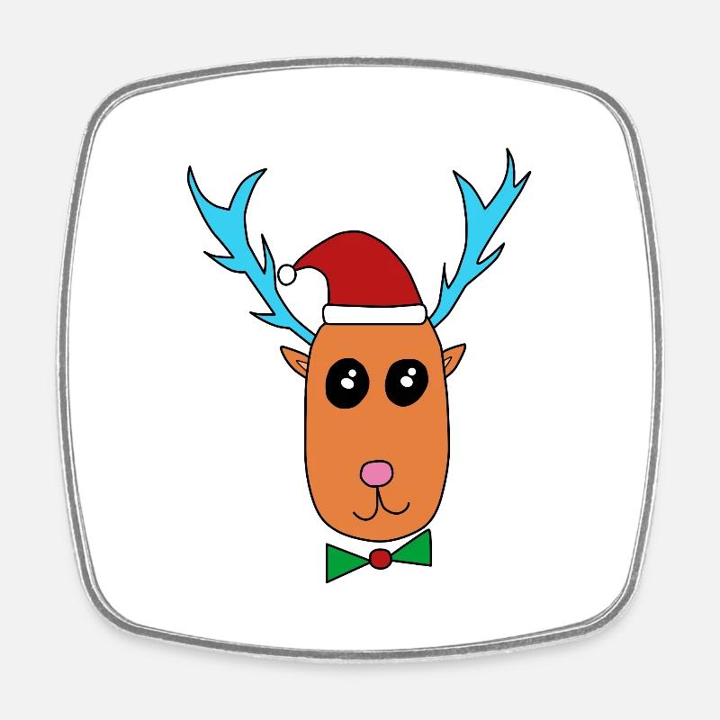 Reindeer celebrates Christmas - Square fridge magnet - white