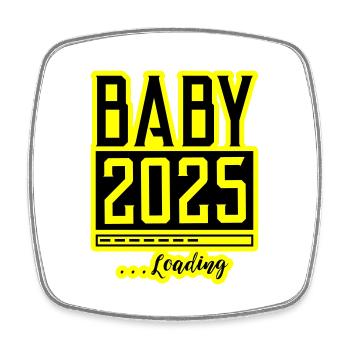Baby 2025 Loading Babyshower - Viereckiger Kühlschrankmagnet - Weiß - Vorne