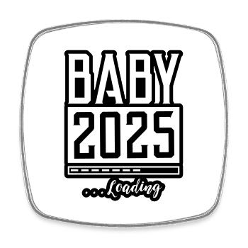 Baby 2025 Loading Babyshower - Square fridge magnet - white - Front