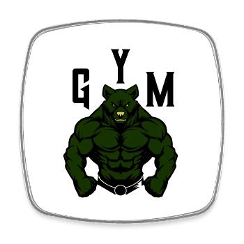 Bear Comic Gym Beast - Square fridge magnet - white - Front
