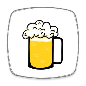 Chope de bière - Magnet carré - blanc - Devant