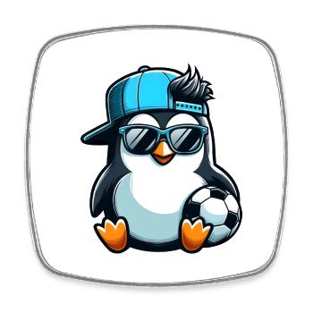 Mignon pingouin dessin animé joueur de football - Magnet carré - blanc - Devant
