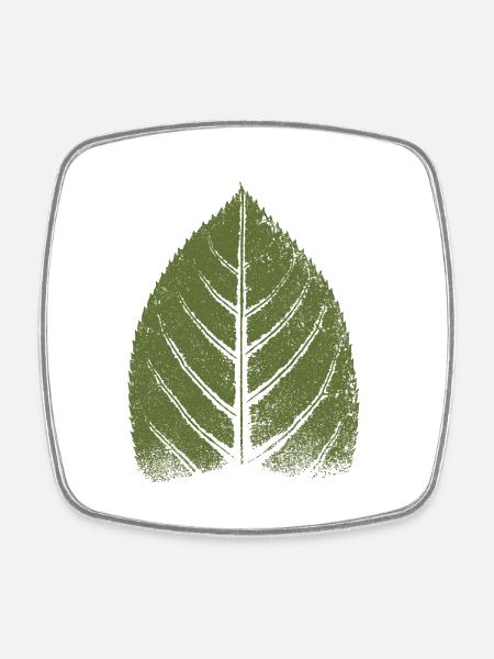 Blatt Buche / Buchenblatt - Natur & Wald BOTANISCH - Viereckiger Kühlschrankmagnet - Weiß