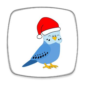 Christmas - Festive Blue Budgie - Square fridge magnet - white - Front