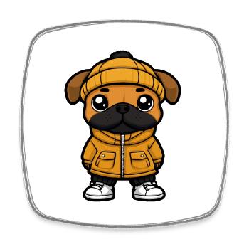 Boxer Dog Cartoon - Square fridge magnet - white - Front