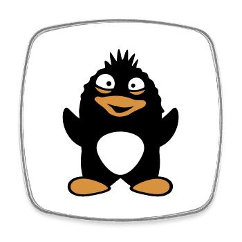 Süßer Pinguin Winkt Dumm Verrückt Komischer Vogel - Viereckiger Kühlschrankmagnet - Weiß - Vorne