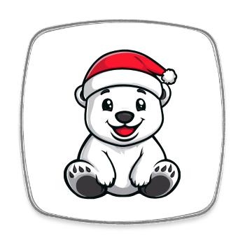 Eisbär Weihnachten - Viereckiger Kühlschrankmagnet - Weiß - Vorne