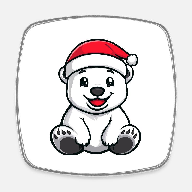 Polar Bear Christmas - Square fridge magnet - white