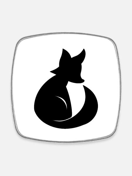 Fuchs Silhouette - Viereckiger Kühlschrankmagnet - Weiß