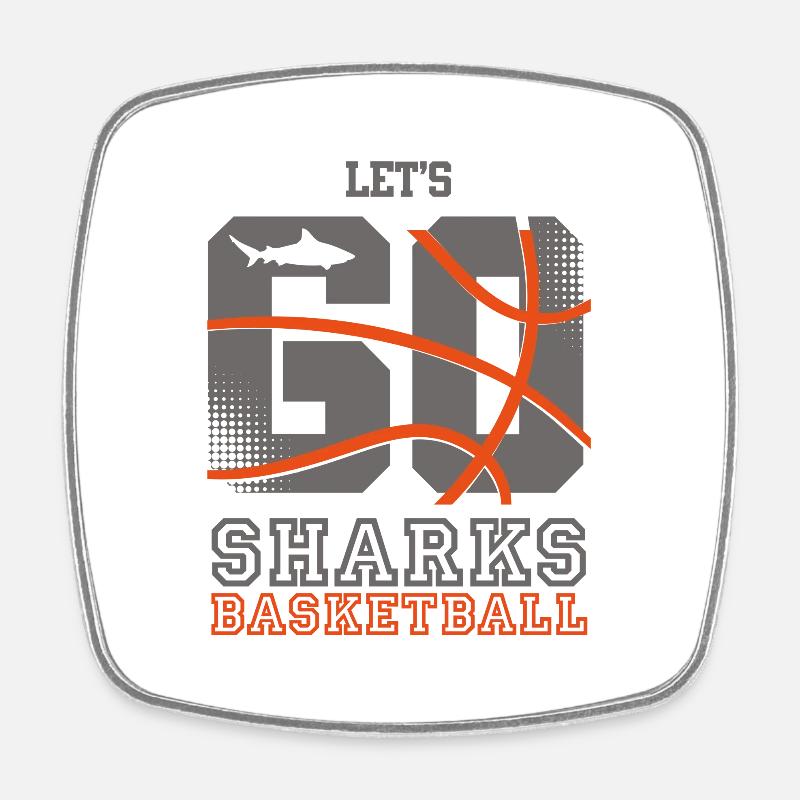 Lets go Sharks - Square fridge magnet - white