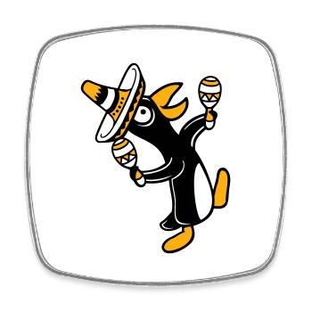 Penguin Rattle Party Mexican Culture Hat Fun - Square fridge magnet - white - Front