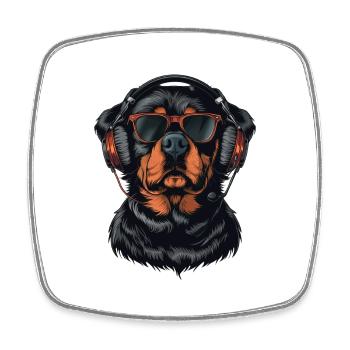 Rottweiler Lunettes de soleil Casque Chiens Chien - Magnet carré - blanc - Devant