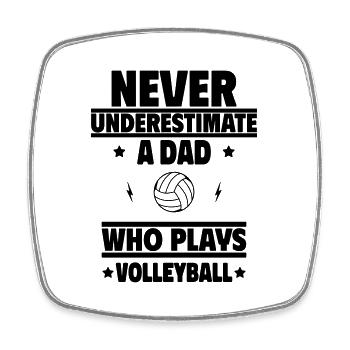 Never underestimate a dad who plays volleyball - Square fridge magnet - white - Front