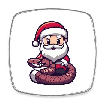Schlange Kobra Weihnachtsmann Cartoon - Viereckiger Kühlschrankmagnet - Weiß - Vorne