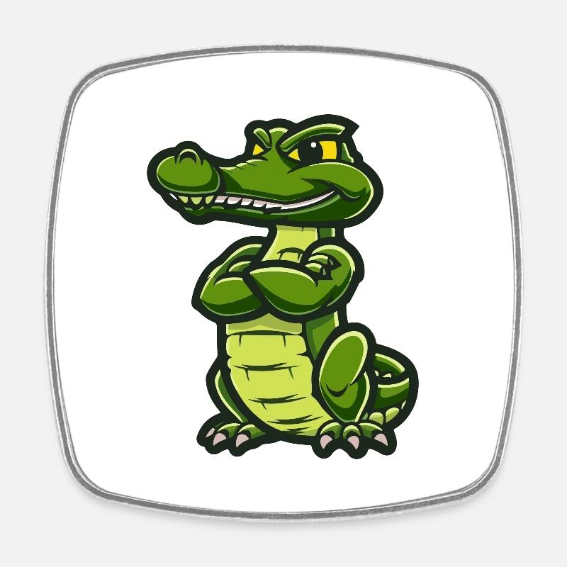 Alligator Comic - Viereckiger Kühlschrankmagnet - Weiß