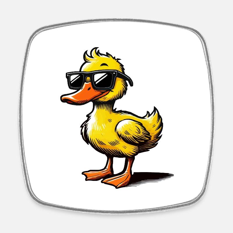 ente comic - Viereckiger Kühlschrankmagnet - Weiß