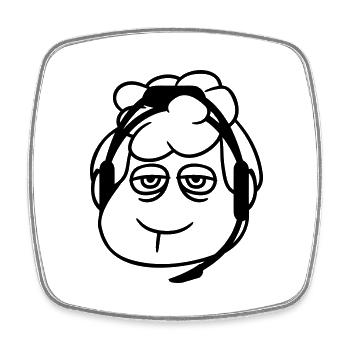 Schaf Gamer Headset Call Center Nerd Traurig Spiel - Viereckiger Kühlschrankmagnet - Weiß - Vorne