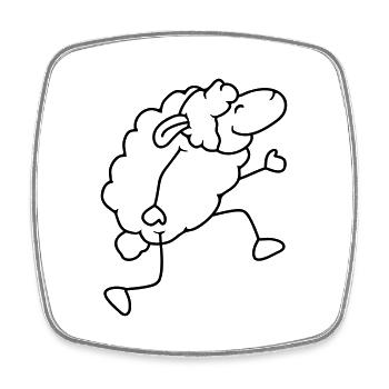Sheep walks happily proudly dancing going hiking - Square fridge magnet - white - Front