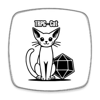 JdR Elven Katze & Würfel - TRPG Cat - Magnet carré - blanc - Devant