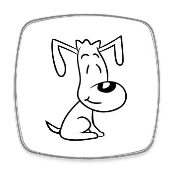 chien assis mignon petit chiot heureux animal de compagnie - Magnet carré - blanc - Devant