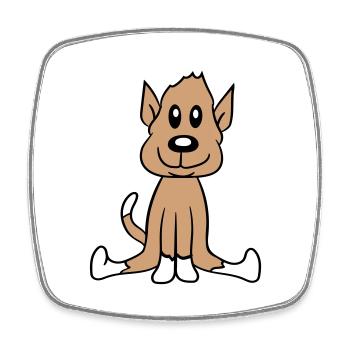 chien assis mignon petit chiot heureux animal de compagnie - Magnet carré - blanc - Devant
