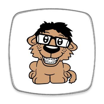 Hund Nerd Hornbrille Geek Zahnspange Schlau Lustig - Viereckiger Kühlschrankmagnet - Weiß - Vorne
