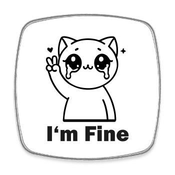 Crysis chat montrant le signe de paix - Design « I’m Fine » - Magnet carré - blanc - Devant